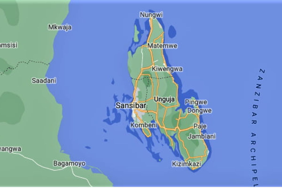 Luftaufnahme der tropischen Insel Sansibar mit einer ruhigen Bucht